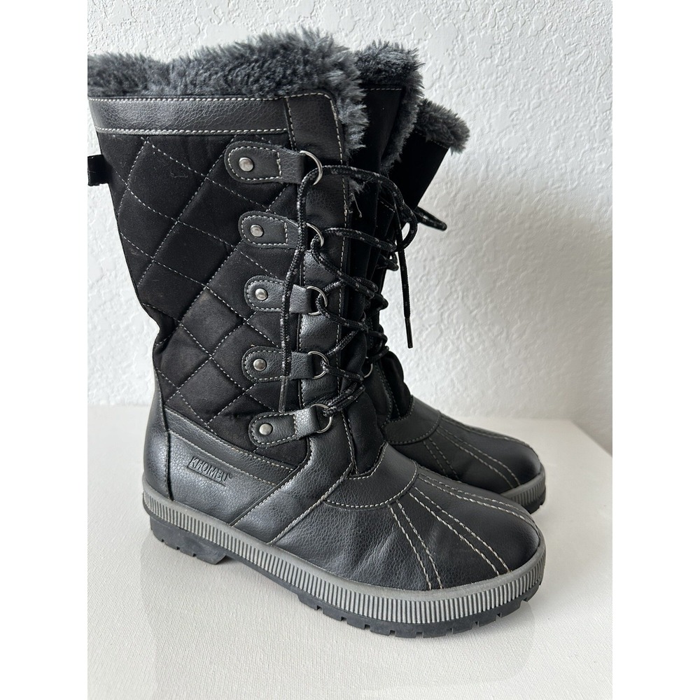 KHOMBU tall black boots size 7M Gemma (L87)